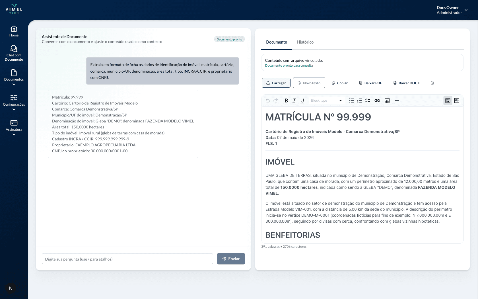 Vimel Docs product preview